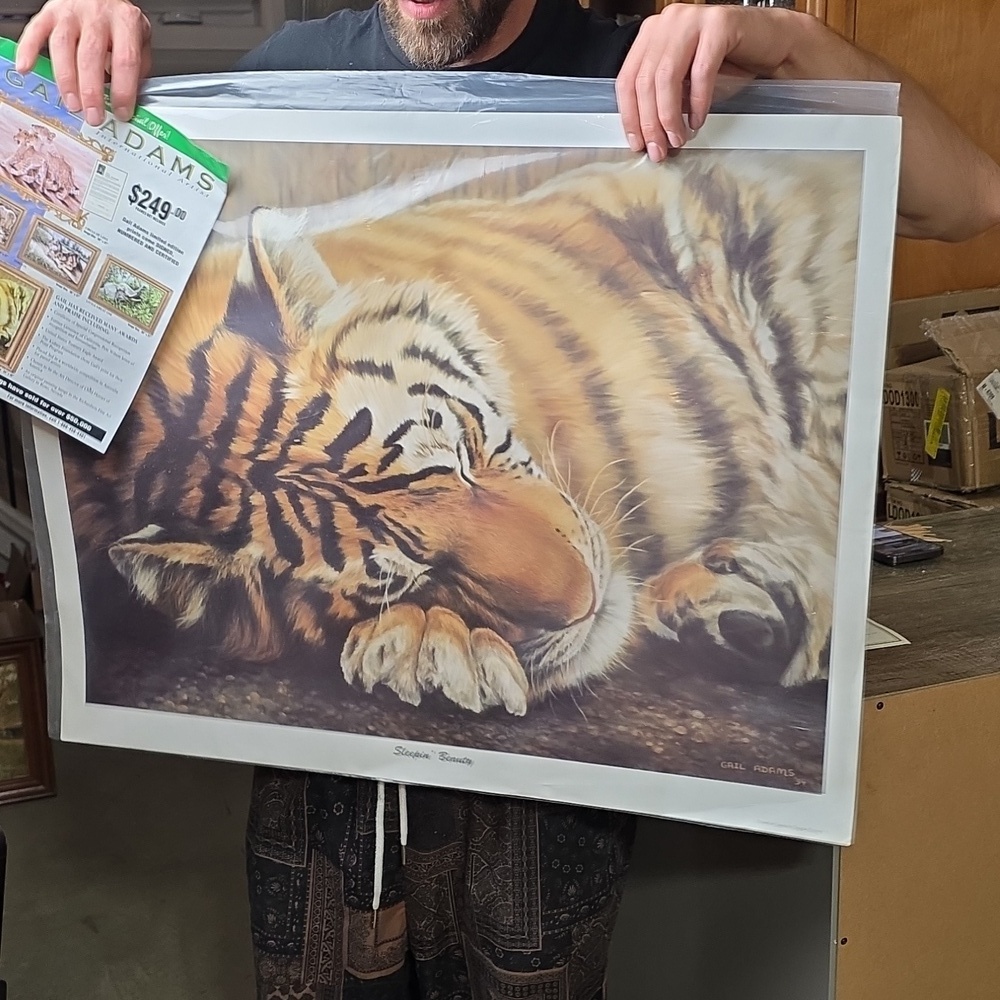 Gail Adams Sleeping Beauty Tiger Art Print Vintage